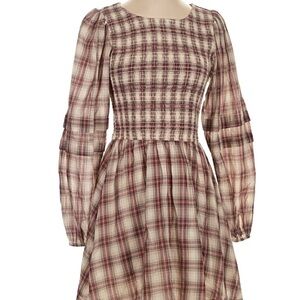 AE Like-New Plaid Long Sleeve Mini Dress